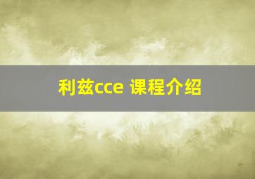 利兹cce 课程介绍